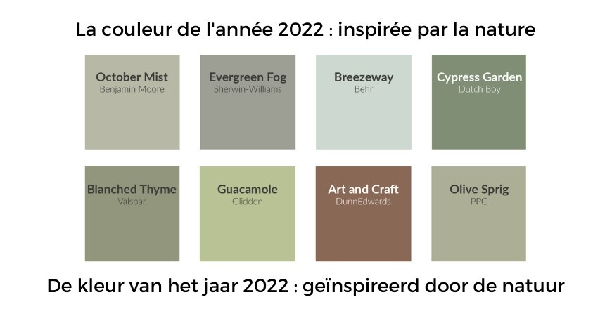 La couleur de l'année 2022 : inspirée par la nature
